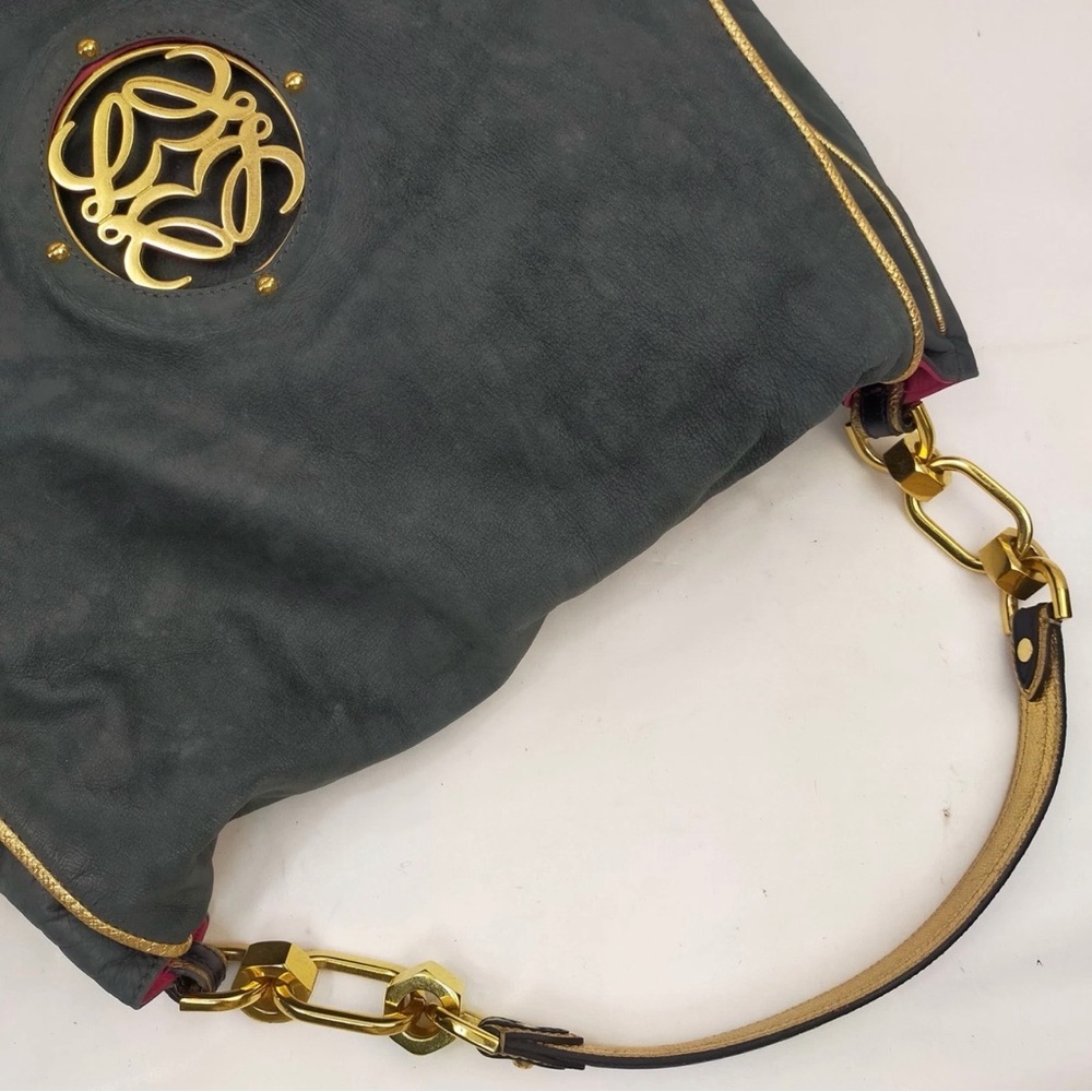 Loewe Grey Suede Shoulder Bag with Gold Hardware - Picture 5 of 12